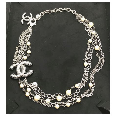 chanel flower necklace|chanel multi strand necklace.